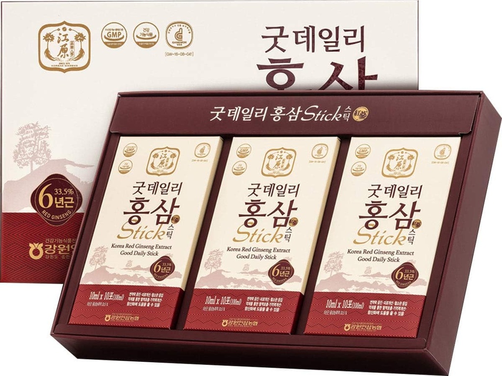 [Gangwoninsam] Ekstraksi Red Ginseng Good Daily Stick Count - Berisi 6 Tahun Ekstrak Merah Ginseng, Makanan Korea, Dikemas secara individu, 0.35 FM (10ml), 3 X 10-Count Box