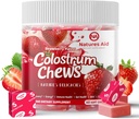 Colostrum Chews Supplement with progterdapat for Gut Health, Bloating, Imune Dupport, Skin, Hair Growth and Beauty - Strawberry Flavor (60 Servings)