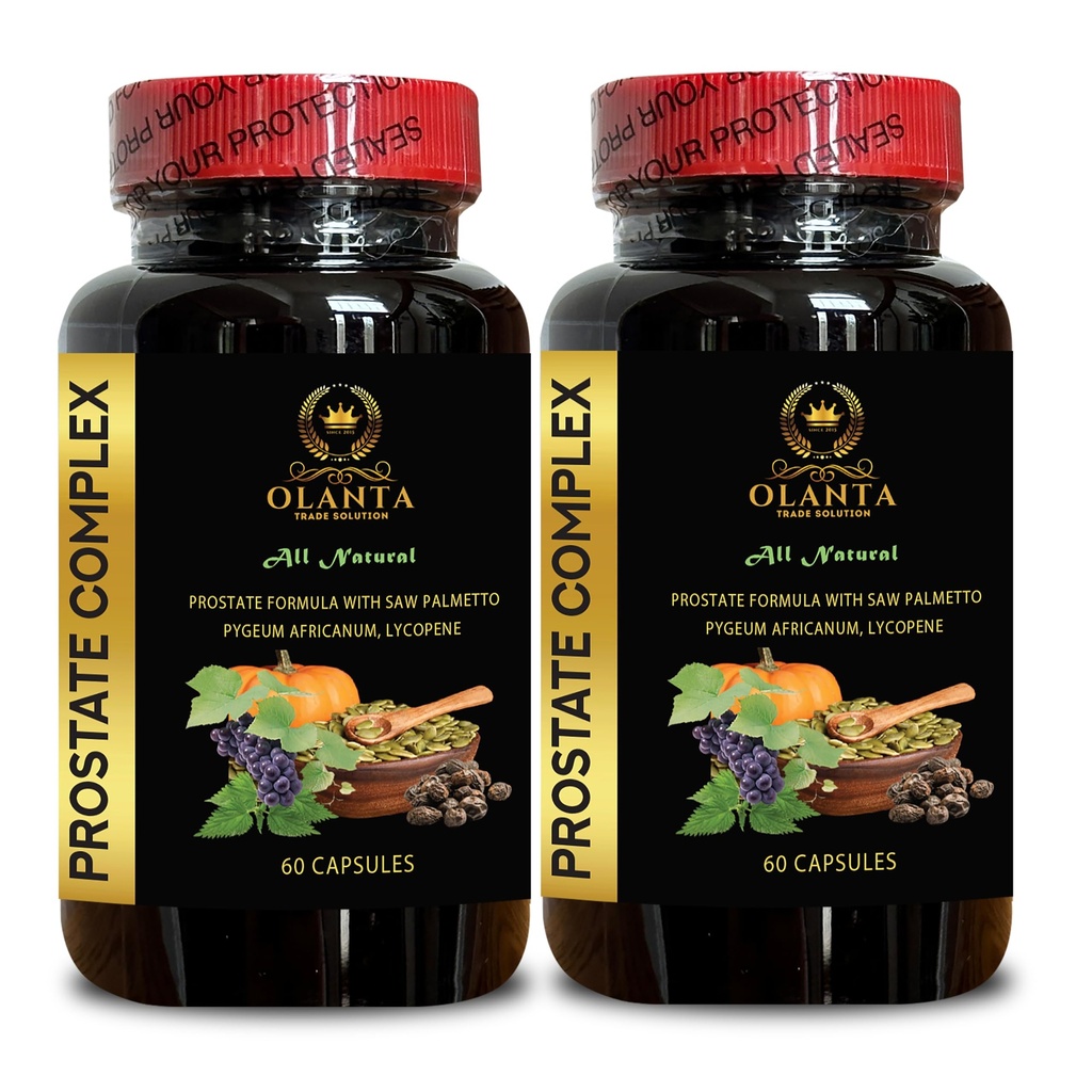 Prostate Complex All Natural - Prostate Complex Suplemen untuk Pria, Dukungan Tambahan untuk Pria, Prostate Supreme dengan Saw Palmetto - 2 Botol 120 Kapsul