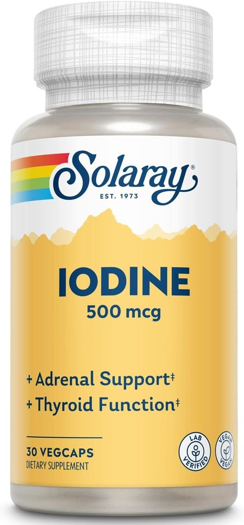 Solaray Iodin 500 mcg 124; May Help Support Healthy Thyroid Fungsi, Metabolism, Fokus dan Energi 124; Non- GMO, Vegan 124; 30 VechCaps Attales 124; Paket 2