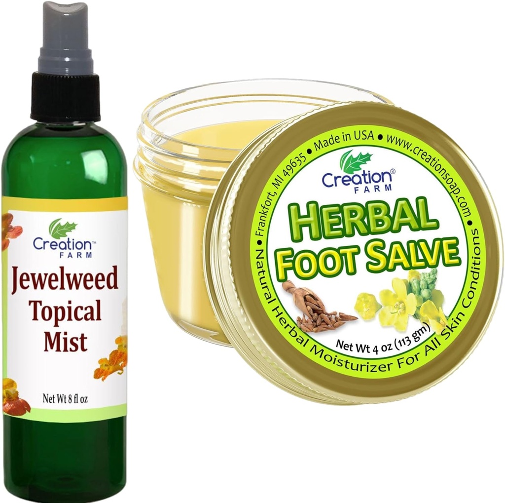 Jewelweed Topical Mist 8 Oz and Herbal Foot Salve 4 Oz