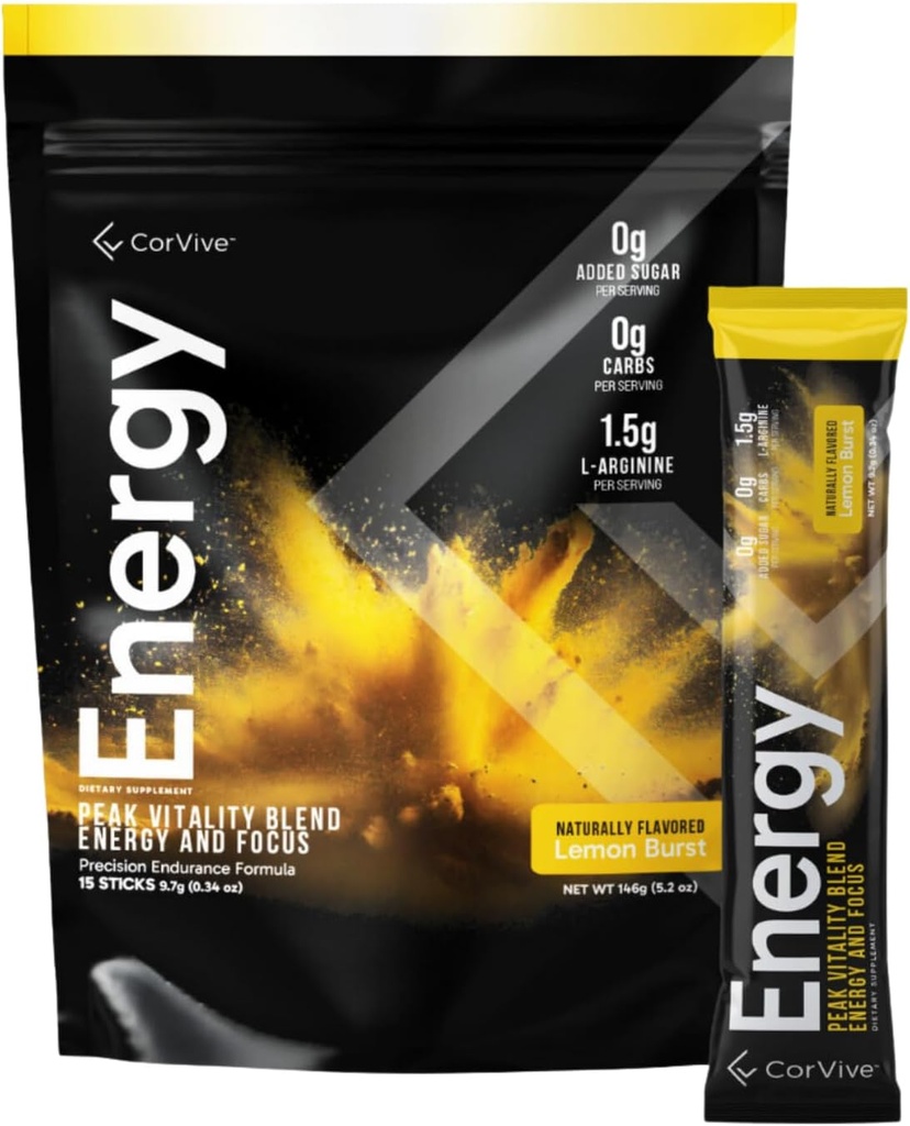 Energy 124; Natural Energy & Focus Supplemen 124; dengan Carnosyn ®, Ashwagandha, L-Arginine, Theobromine Alar4; Zero Sugar, 5 Kalories, 120mg Caffeine 124; 15 Stick Packs for Mental & Fisik Boost 144; Lemon