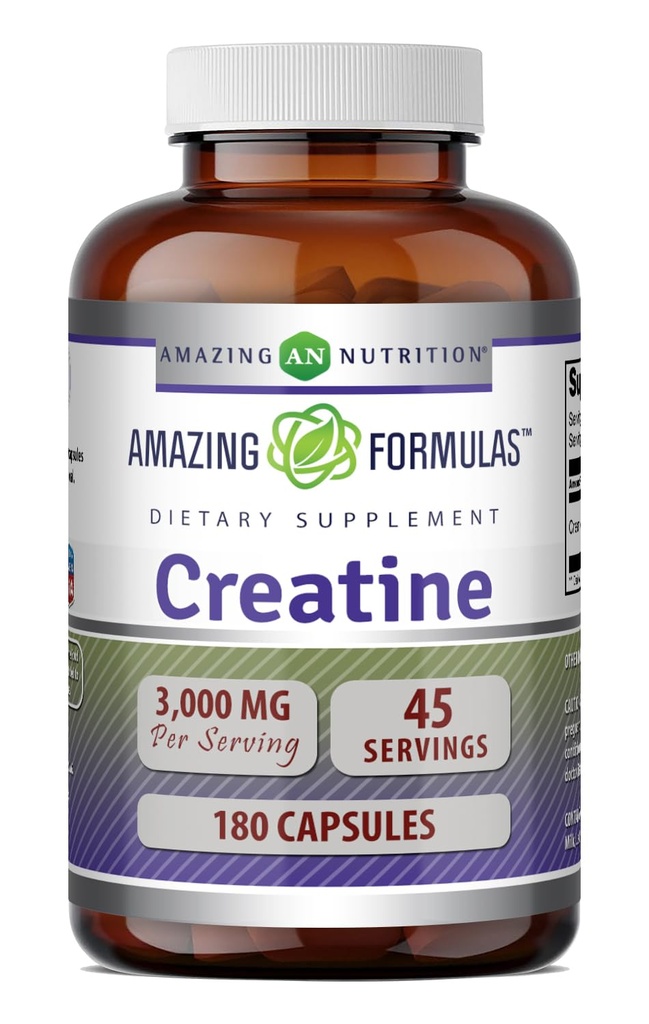 Luar biasa Formulas Creatine Monohydrate Amino Acid Suplement: 124; 3000 Mg per Serving £124; 180 Capsules 14; Non-GMO 124; Gluten-Free Alag14; Dibuat di USA