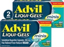Advil Liqui- Gels minis Pain Reliever and Fever Reducer, Suin Medicine for Adults with Ibuprofen 200mg for Pain Relief - 2x160 Liquid Filled Capsules