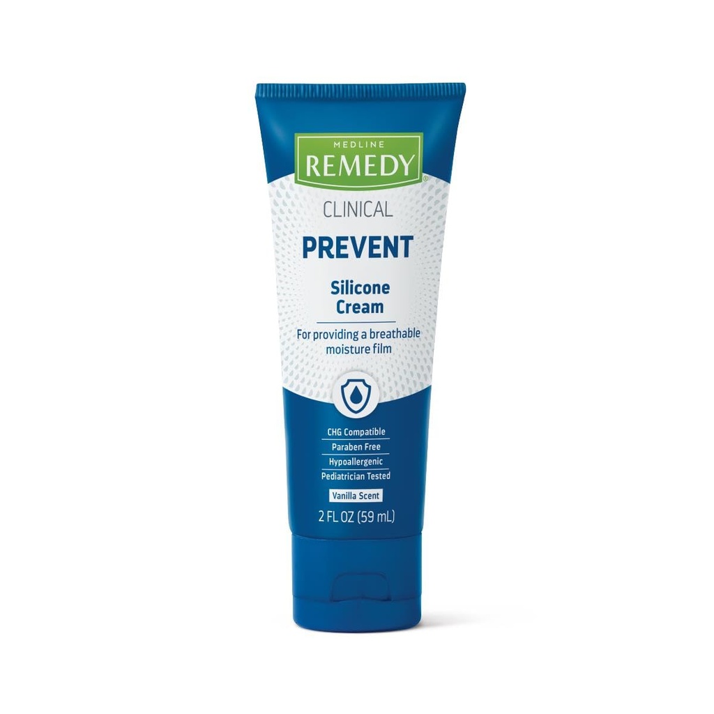 Medline Remedy Clinical Silicone Cream (2 oz Tube), Vanilla Scent, Breattable Film, Soothing, Moisturizing, Nuchishing, Hydrating Skin Care, For Cracked, Chapped, Sensitive Skin