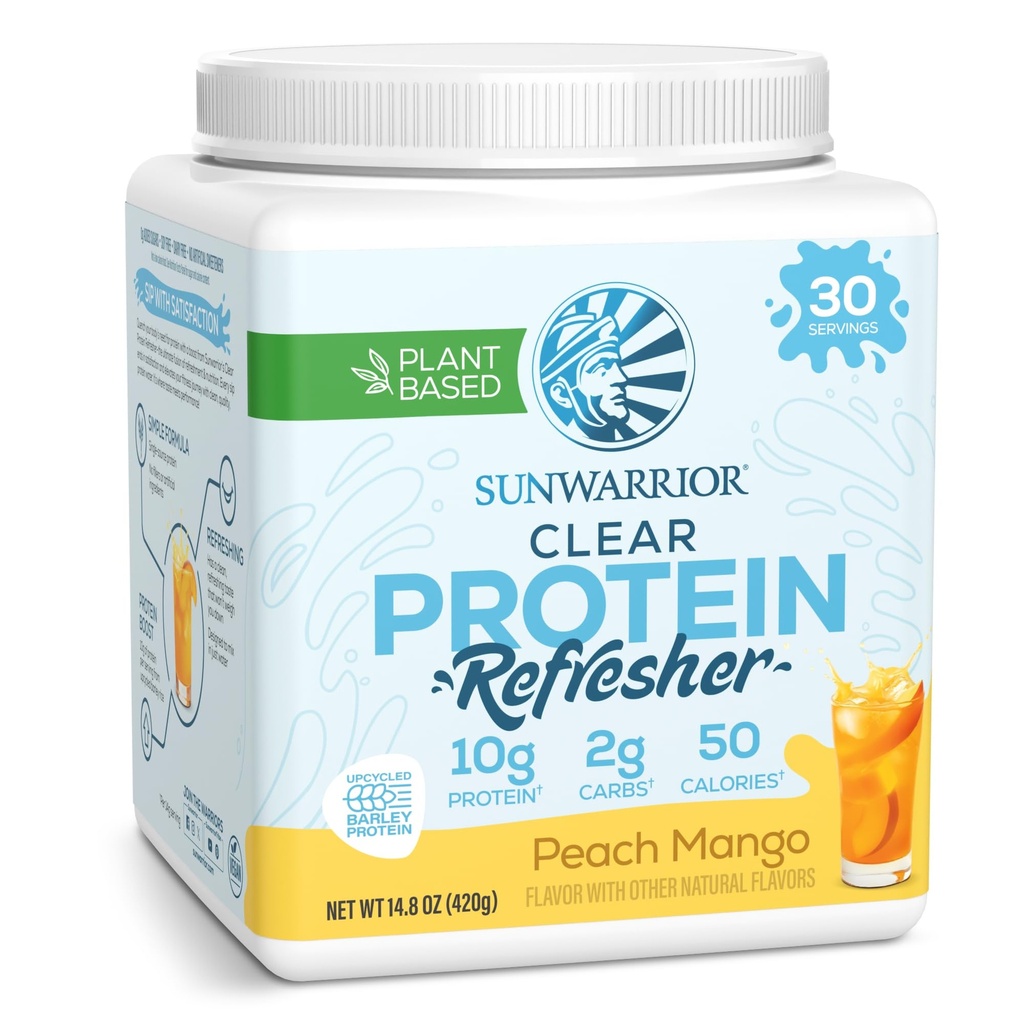 Sunwarrior Clear Protein Powder Plant- Berdasarkan Mix Air, Vegan dan Menyegarkan Protein dan Suplemen Hidration 10g Per Serving Peach Mango Flavored 420g Tub 30 Servings
