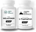 1500mg L-Tryptophan & 120mg Melonatin Bundle 124; Dose Capsules Tinggi untuk Tidur dan Mood Dukungan 124- Bebas, Non-GMO, Ved - Caps 124; 30 Hamba Masing-masing