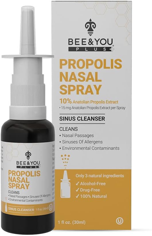 BEE dan You Plus Natural Propolis Nasal Spray 1 Fl oz 124; Kontraffic Relief Drug Free, Sinus Relief, Allergy, Nasal Moisturizing Spray