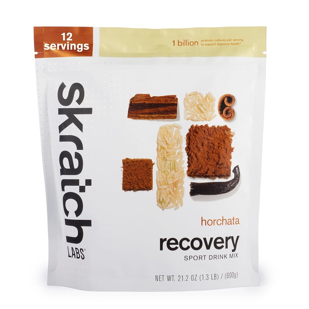 Skratch Labs Post Workout Recovery Mix with Horchata, (21.2 oz, 12 Servings) dengan Complete Milk Protein Casein dan Whey and Propoles, Gluten Free, Kosher, Vegetarian