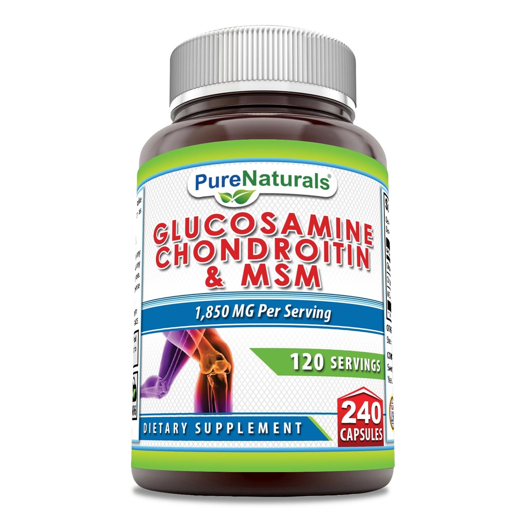 Murni Glucosamin Chondroitin + MSM Tambahan 124; 1850 Mg 124; 240 Capsules 126; Non-GMO 124; Gluten-Free Alag124; Dibuat di AS