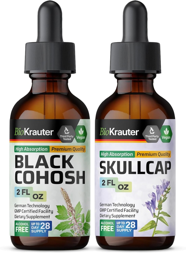 BIO KRAUTER Black Cohosh Tincture 2 Fl Oz. & Skullcap Tincture 2 Fl.