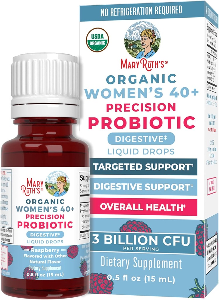 MaryRuth Organics USDA Organik 40 Womens Probiotic Liquid Drops 12.4; Probile for Digetical Health 124; Stress Related GI Issures 124; Occasional Gas Relief Dewasa 124; Vegan 124; Dairy Free 124; 30