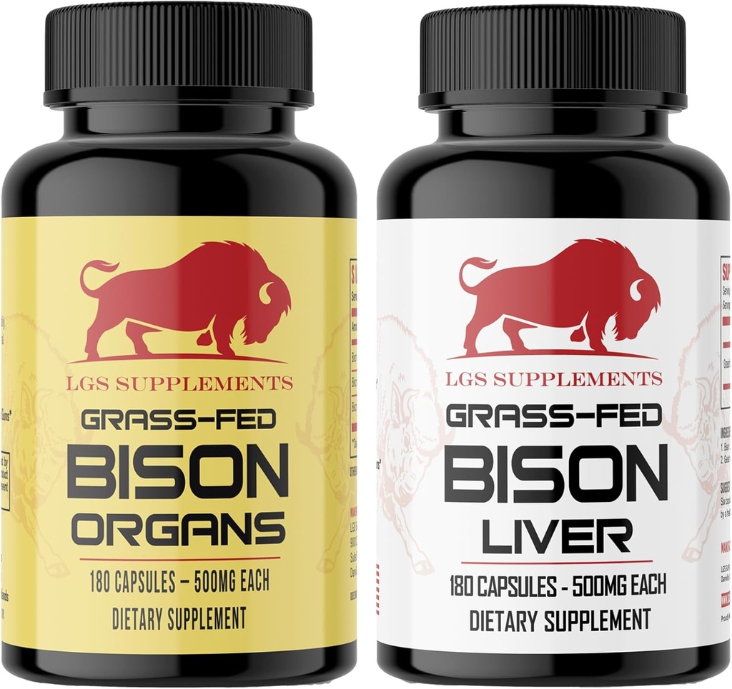 Starter Pack, Grass Fed Bison Liver Capsules, Organ Capsules, Non-GMO, Supports Energy Production, Detoksifikasi, Divalency, Imunity and Full Body Wellness