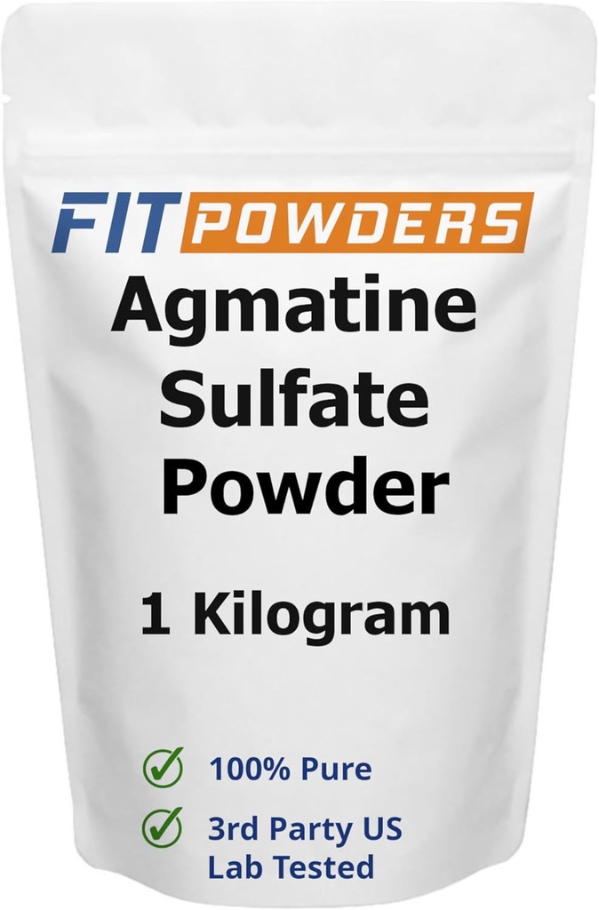 Agamine Sulfate Powder 1 Kilogram (Multiple Sizes) Kekuatan dan Pompa (Nitric Oxide) 100% Pure Agmatin Powder, Vegan, Gluten- Bebas