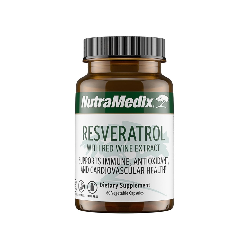 NutraMedix Resveratrol Capsules - Biovailable Antioksidants Suplemen dari Red Wine Extract + Grape Skins - 200mg Jepang Knotweed for Imune & Cardiovascular Dukung (60 Capsules)