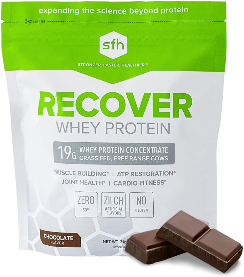 SFH Recover Whey Protein Powder (Chocolate) Great Tasting Grass Fed Wey untuk Post Workout 124; All Natural 124; No Soy, Gluten, No RBST, No Artificial Flavors (20 Serving Bag)
