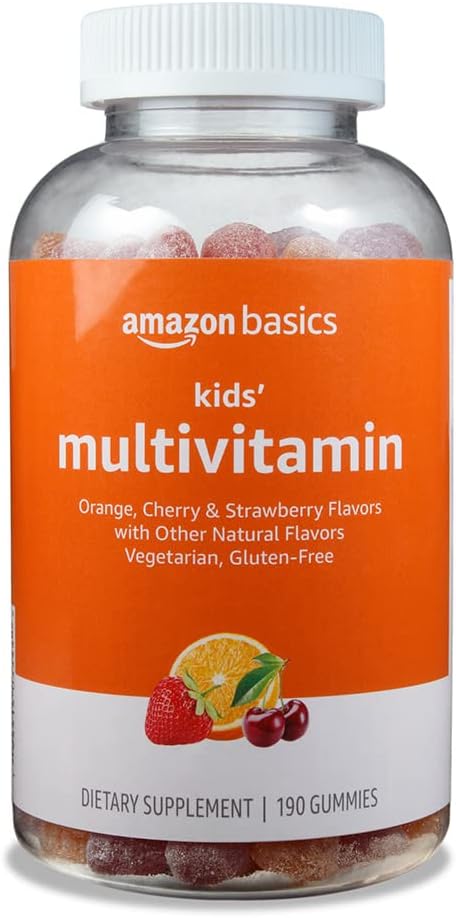 Basics Kids 'Multivitamin, 190 Gummies, Orange, Cherry & Strawberry (sebelumnya Solimo)