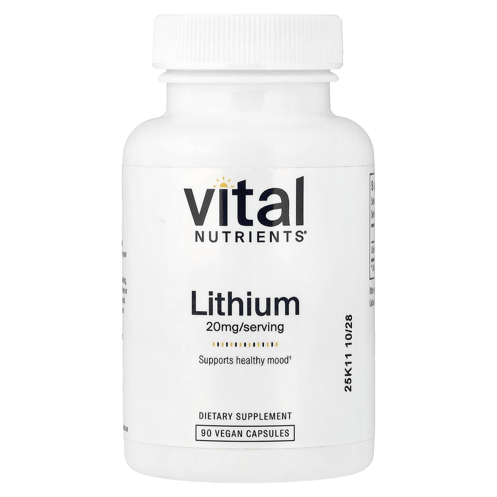 Suplemen Lithium Nutrients Orotasi 20mg 124; Suplemen Lithium Vegan untuk Memori, Negara Pikiran, dan Kesehatan Behavioral * 126; Gluten, Dairy, Soy Free Kapsul