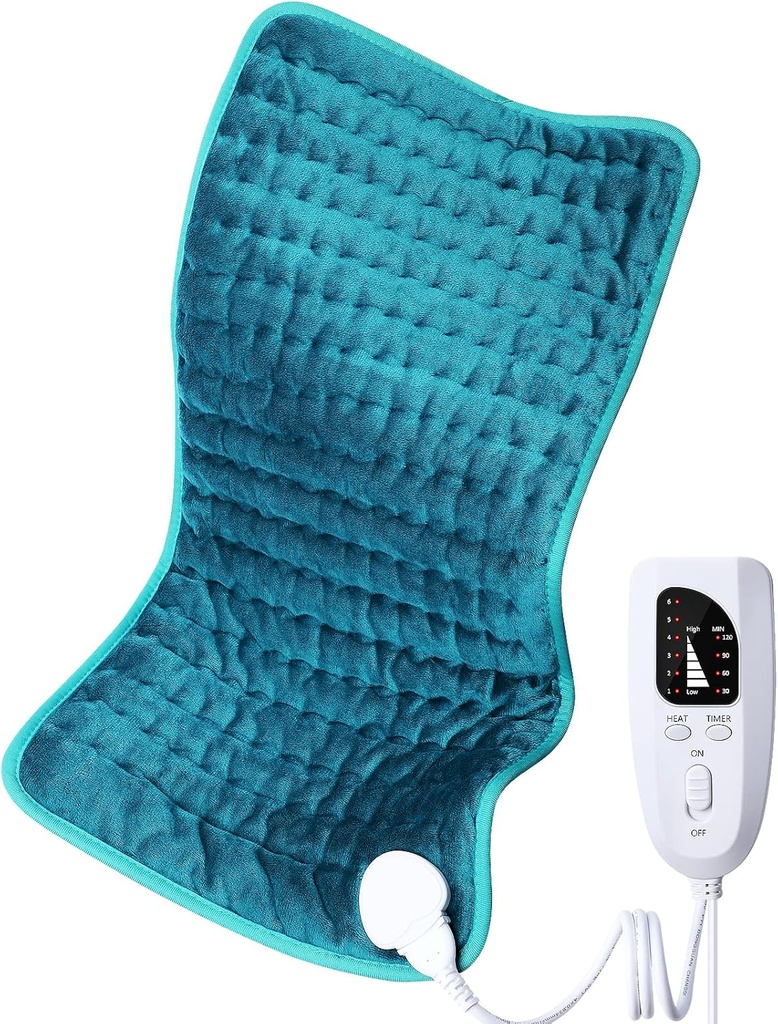 Penahan listrik pad untuk Back / Shoulder / Neck / Leg Pain Relief, 6 Fast Heating Setting, Auto- Off, Machine Washable, Moist Dry Heat Option, Extra 12 "x24"