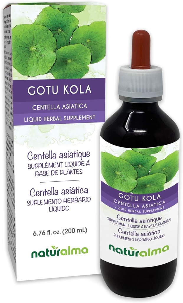 Natualma Gadu kola (Centella asiatica) tanaman Alcohol- Free Tincture - 6.76 fl oz Liquid Extract in Drops - Herbal Supplemen - Vegan