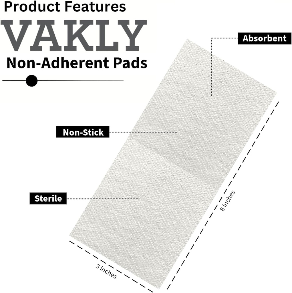 Sterile None-Adherent 3x8 Gauze Pads - Thick Non- Stick Wound Dressing 3 "x8" Individually SealIy Sealed 14; SANGAT Absorbend Cektangle Bandage 126; Painless Removal (20)