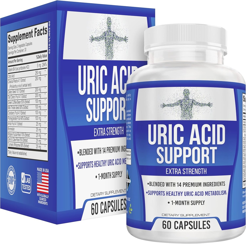 Semua-in-1 Uric Acid Cleanse Dukungan Suplemen dengan 14 Aktif Ingrediment 124; Daily Detox & Flush Dukungan 124; Uric Acid Health Suplemen Pria & Women & Women 124; 60 Capsules