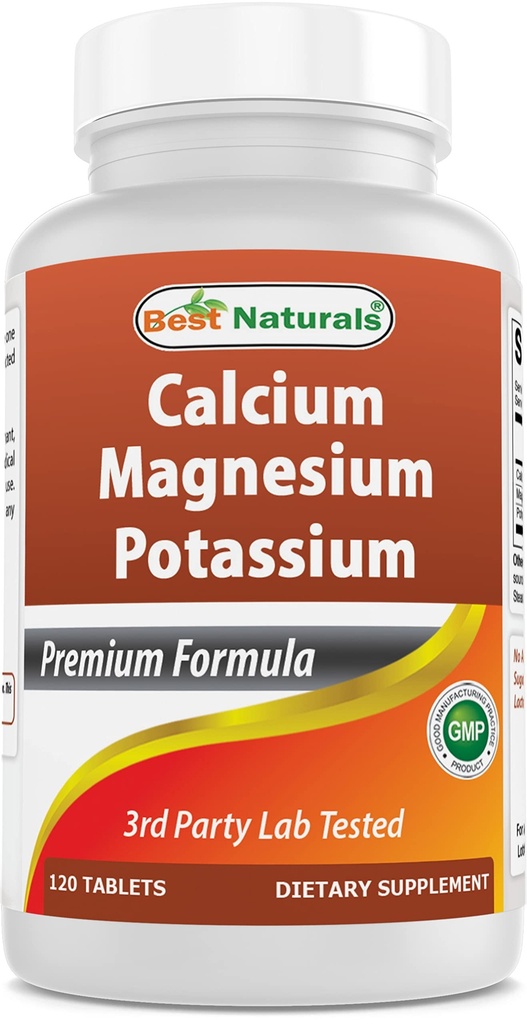 Terbaik Calcium Magnesium Potasium - 120 Tablet - Non- GMO & Gluten Bebas