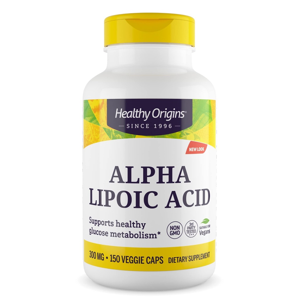 Origins Sehat Alpha Lipoic Acid, 300 mg - Alpha Lipoic Aid Suplemen - Antioksidant Dukungan - Gluten- Free Suplemen - 150 Veggie Kapsul