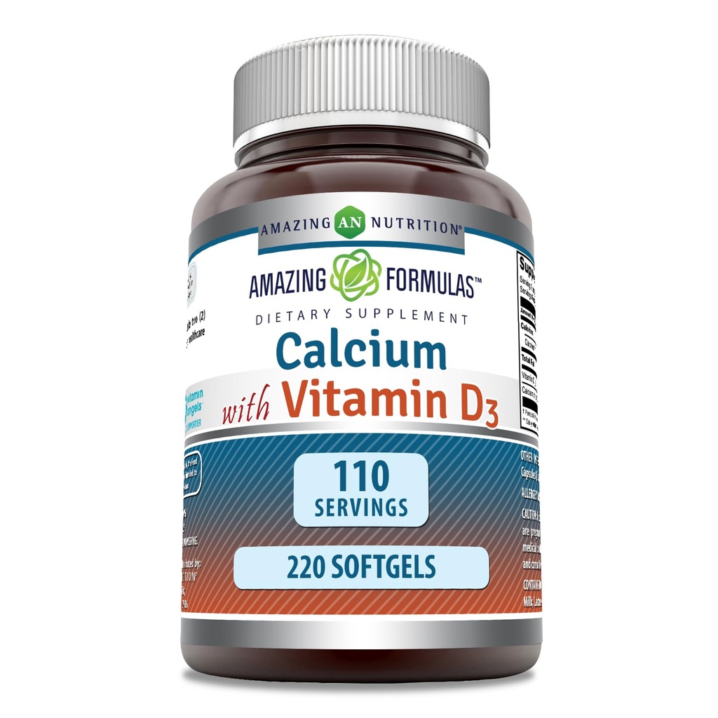 Amazing Formula Calcium dengan Vitamin D3 220 Suftgels Sufgels Suff14; Non-GMO 124; Gluten Bebas