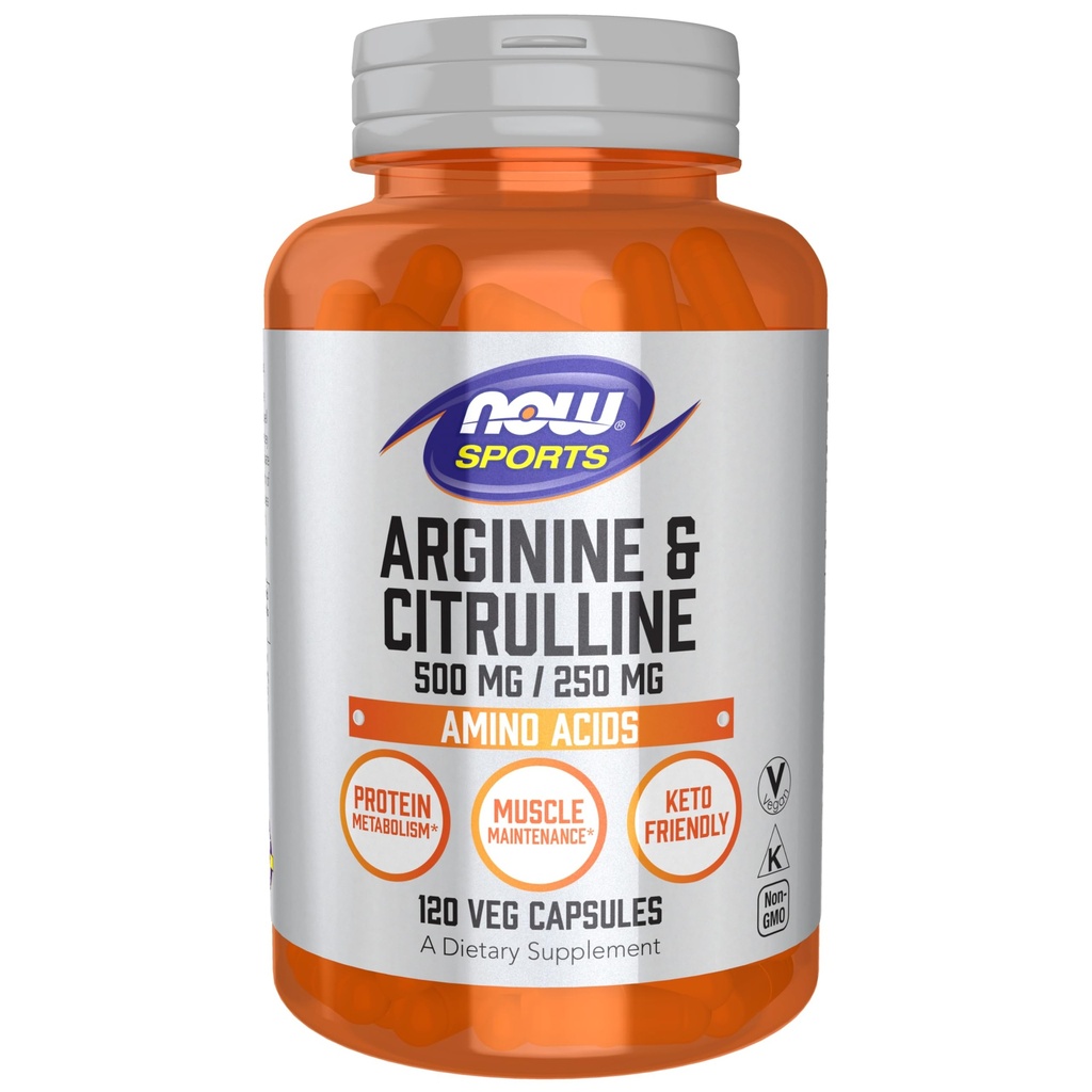 NowSports Nutition, Arginine & Citrulline 500 mg / 250 mg, Amino Acids, 120 Veg Capsules