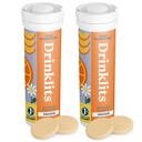 Drinklits Orange Daily Hydration Tablet (2) Tabung Bundle 124; EscalyElectrolite - 0g Gula - Mengganti Hidration Orange (2) Tabung Bundle 124- 10 Tablets Per Tube