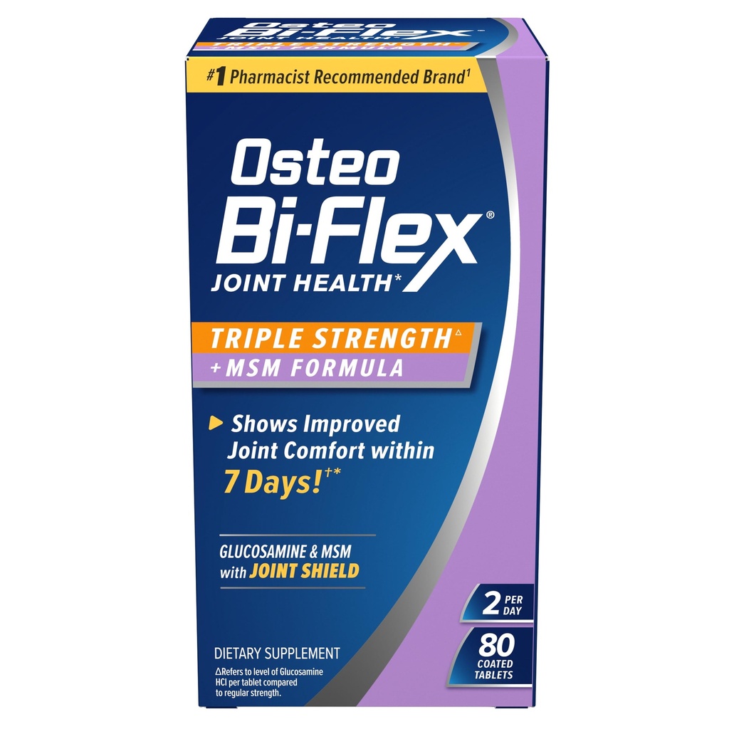 Osteo Bi- Flex Triple Power (5) dengan MSM, Glucosamin Bersama Suplemen Kesehatan, Tablets Lapisan, 80 Cacah