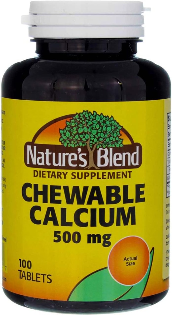 Nature 's Blend Chewable Calcium 500 mg, 100 Tablet (Paket 3)