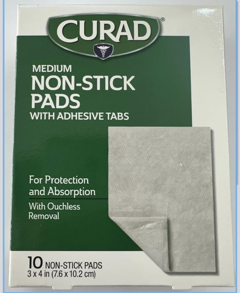 Curad Non- Stick Pads, 3 Inches X 4 Inches 10