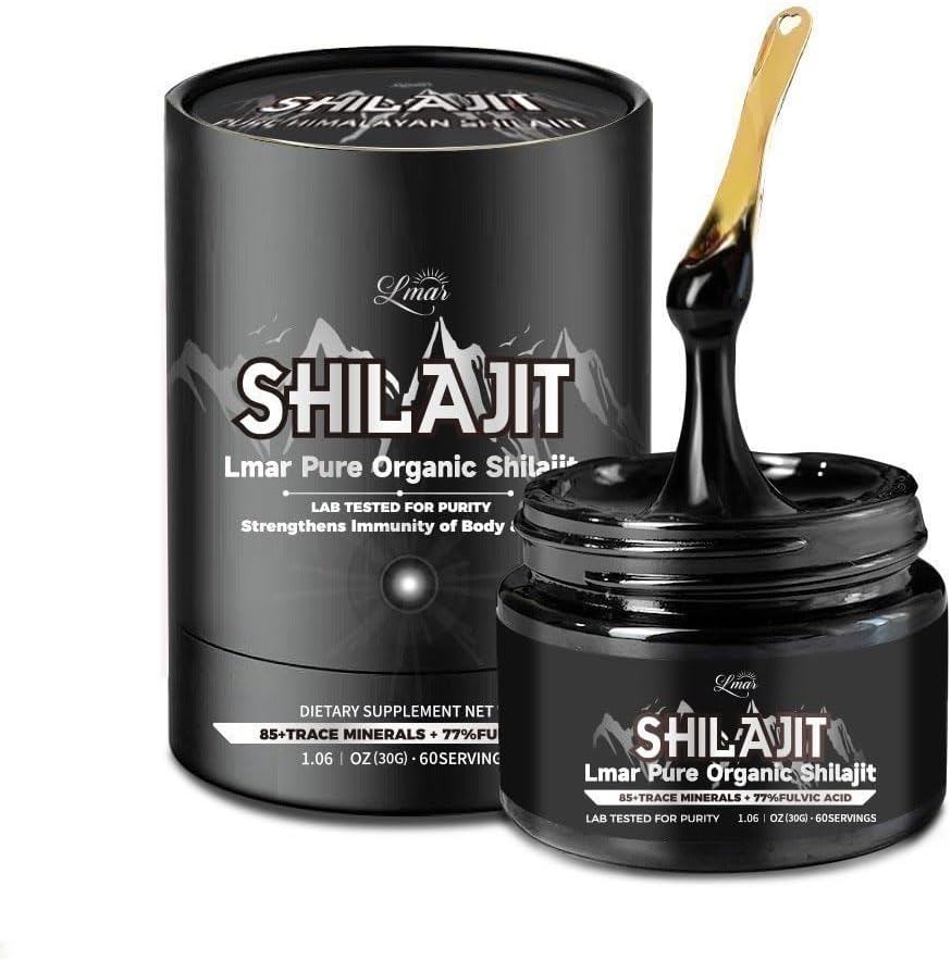 Lmar Pure Organic Himalaya Shilajit Resin 124; 100% Natural 75 Serving Food Suplemen Shilajit untuk Pria & Women 124; Lab Test Rich dalam 85 + Trace Minetrace & Lebih dari 77% Fulvic Acid
