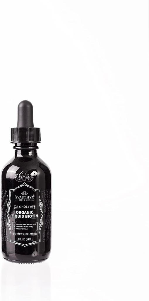 Svasthya Body & Mind Organic Liquid Biotin Drops for Strong Hair Growth - Vitamin B Complex for Women