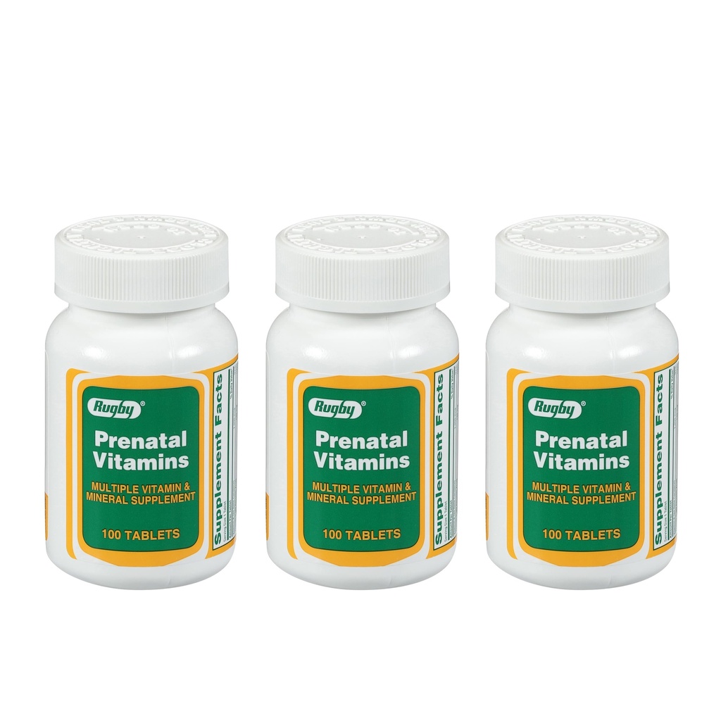 Rugby Prenatal Vitamin - Multiple Vitamin and Mineral Suplemen - 100 Tablet (3 Pack)