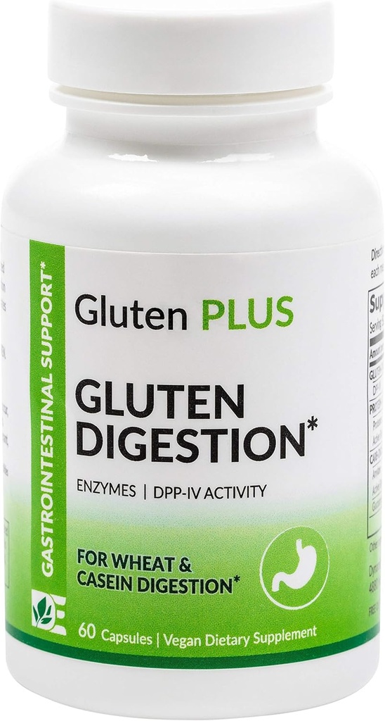 Gluten Digetical Enzyme - Dukungan Digetical - Tambahan untuk Digesting Gluten - Gut Health Support & NUtrient Absorpsi = 124; 60 Count