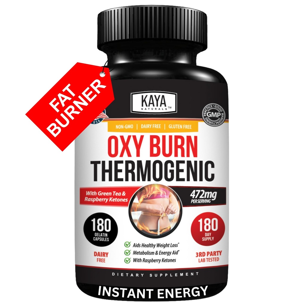 Kaya Amsal Oxy Burn - Thermogenic Herbal Formula Aktif Hidup - None-GMO & Gluten- Free - 180 Count