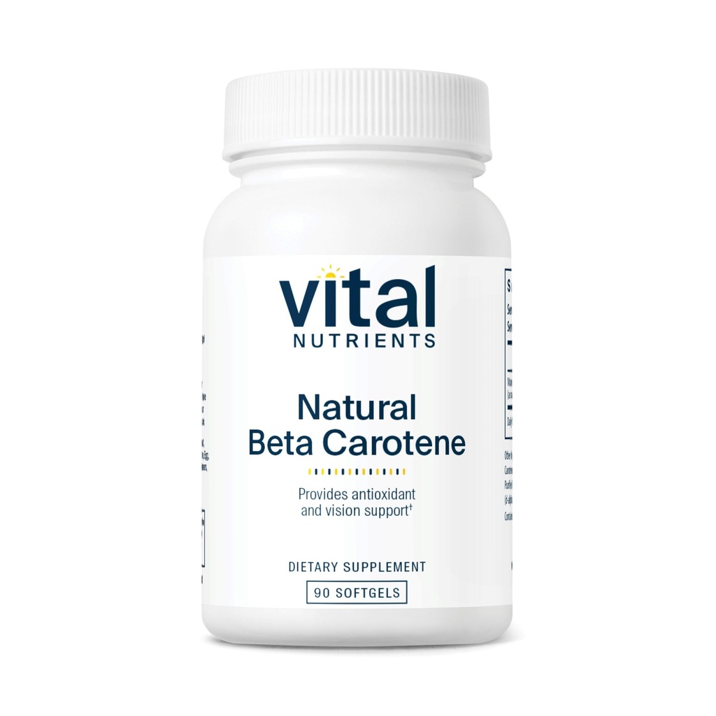 Nutrients Natural Beta Carotene 25000IU 124; Pletursor ke Vitamin A 14; Tinggi - Dose Antioksidant; Vision, Skin, dan Dukungan Kesehatan 124; Gluten, Dairy Free Soy Free 124; 90 Softgeels