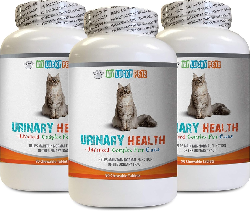 Cat Urine Infeksi - CAT Urinary Health Formula - Dukung Kesehatan Bladder - Kompleks Alam - Cranberry Tambahan untuk Kucing - 3 Botol (270 Treats)