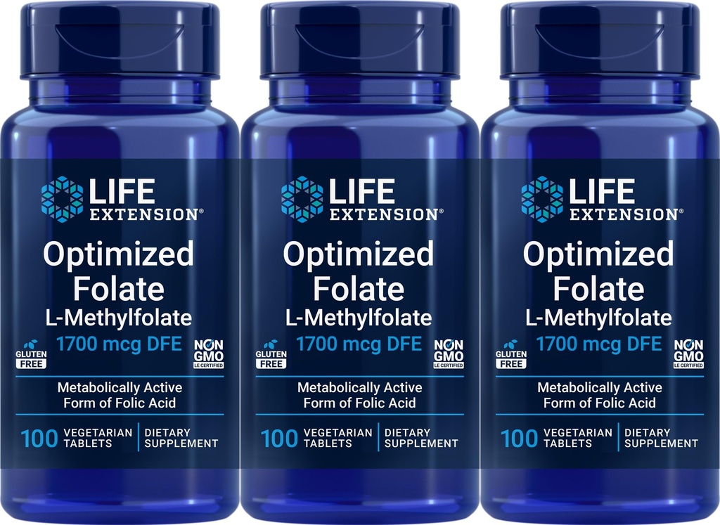 Ekstensi Hidup Teroptimasi Dimatikan 1700 MCG DFE, 100 tablet Vegetarian (Paket 3)