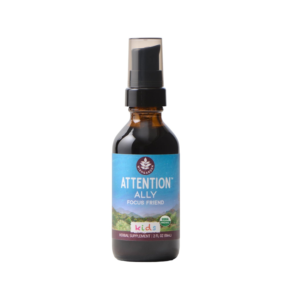 WishGarden Herbs Attention Ally - Plant- Based Herbal Focus, Attention, Calm & Concentration Suplement with Gotu Kola Nettle & Passionflower, Support Optimal Neural Messaging & Brain Disguisment, 2oz