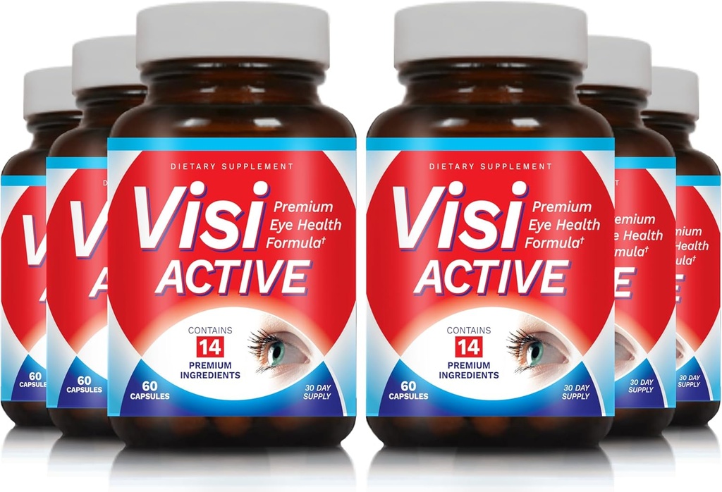 Suplemen Dukungan Vision - Eye Health Formula dengan L- Tarcult, Resveratrol, Ekstrak Blueberry, Vitamin A, C, D & 11 Ingrediens untuk Dukungan Vision - 60 Capsules / Bottle - 6 Pack
