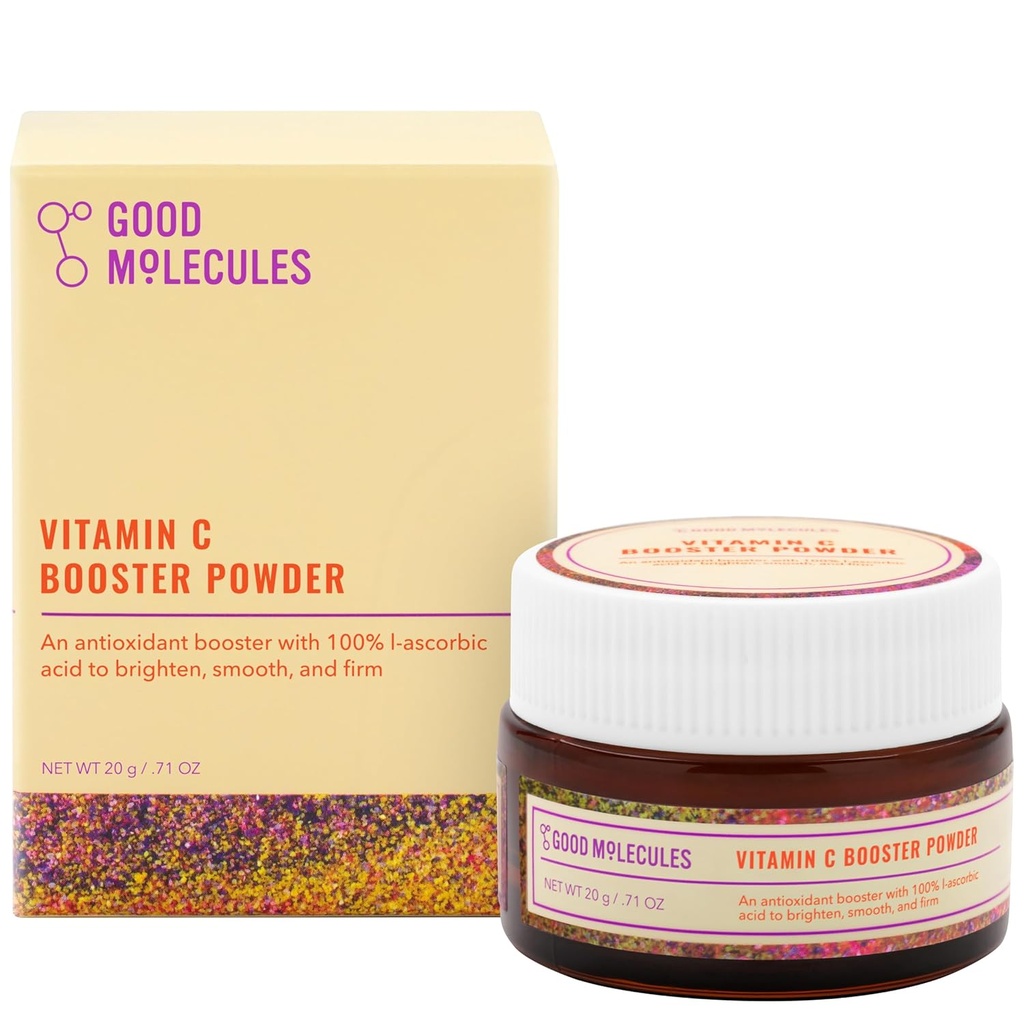 Baik Molecules Vitamin C Booster Powder - 100% L- Ascorbic Acid untuk Collagen Production - Vitamin C bubuk Wajah Serum Booster untuk Anti Aging, Skin Care