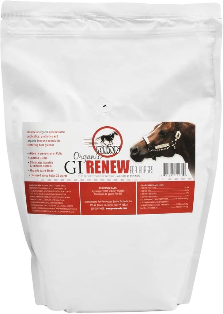 Penwoods GI Renew, Progories for Equine, Ammune and Appetite Stimulasi, Prestics, Digetical Enzymes 124; Suplemen Kuda Menyediakan Bantuan Ulcer Relief and Organic Toxin Binder, 5 LB Pouch