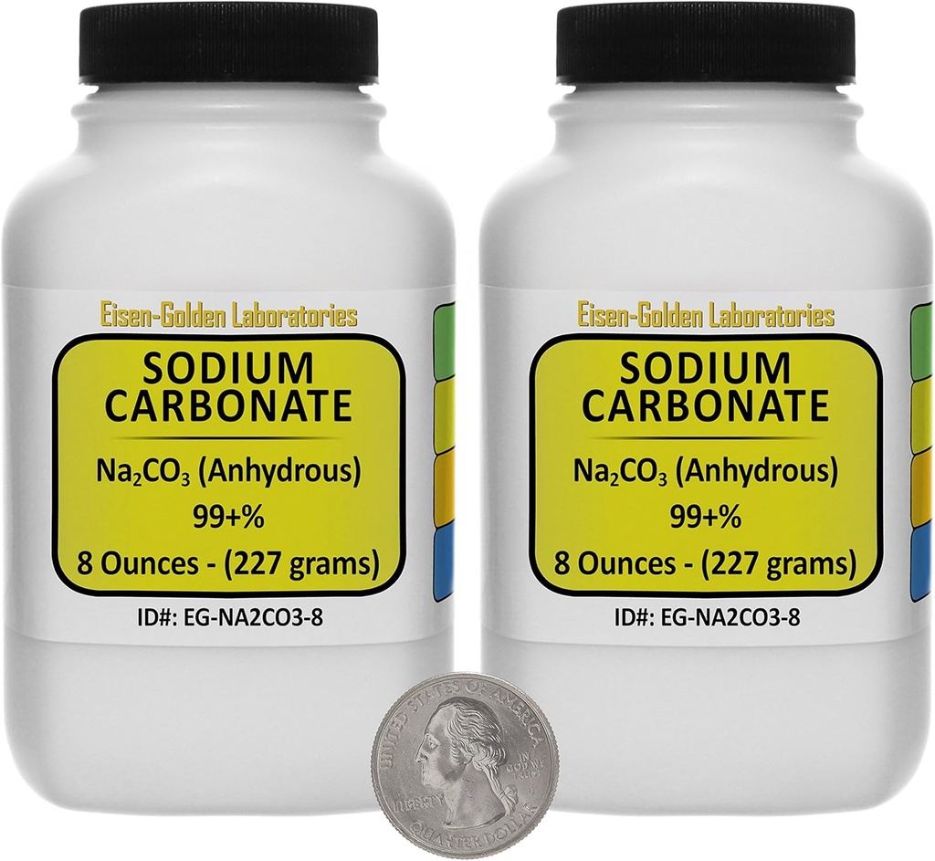 Sodium Karbonate [CNa2O3] 99 +% ACS Tingkat Powder 1 Lb dalam Two Space- Saver Bottles