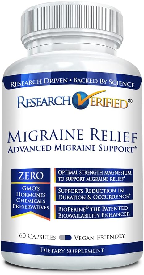 Research Verified Migraine Relief - Dual Action Suplemen - Mengurangi Severity dan Durasi, Hormones Keseimbangan - dengan Ginger dan Ginko Biloba 60 Capsules - 60 Kasules - Persediaan 1 Bulan