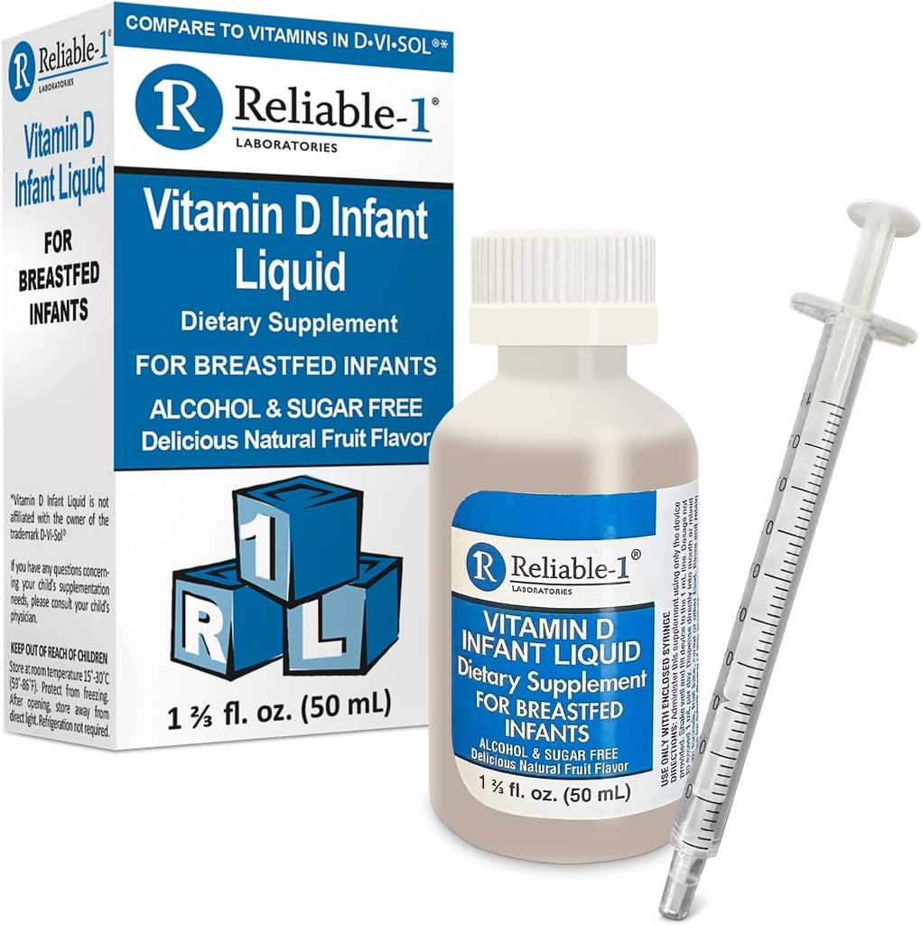 Relicle- 1 Laboratorium Infid Liquid Vitamin - D Drops (Natural Fruit Flavoring) Gula & Alkohol Bebas, untuk Bayi Feeding Breast 012 Bulan dan Atas