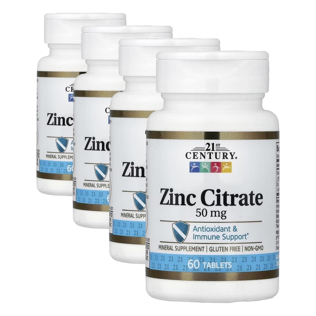 21 Century Layanan Kesehatan Zinc Citrate Tablet 50mg, 60 Cacah (Paket 4)